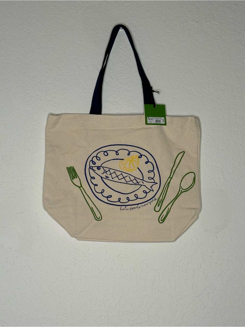 Kate Spade x Target Canvas Tote Bag in Natural with Navy Handles